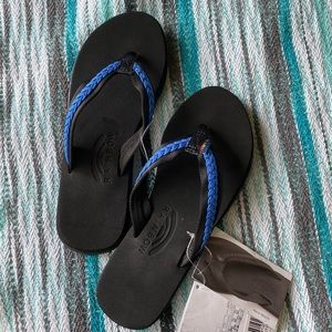NWT Rainbow Paisley Blue Black Double Braid Sandal